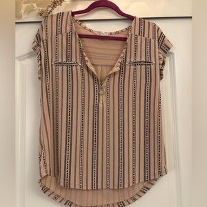 Striped Beige and Black Women's Top